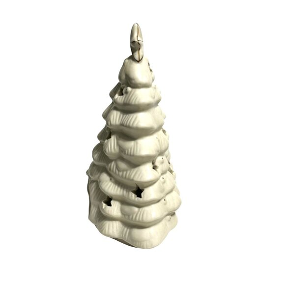 Ceramic Christmas Tree Tea Light Candle Holder With Star Cutouts - Picture 6 of 11